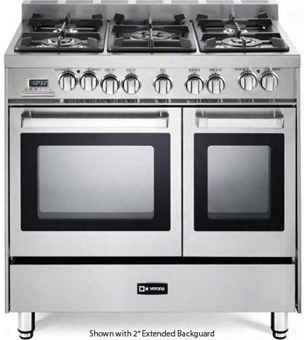 Vefsge365ndss 36" Double Oven Dual Fuel Range With 5 Sealed Gas Burners 2.4 Cu. Ft. Oven Capacity Quiet Hinge Storage Drawer Electronic Ignition Digitzl