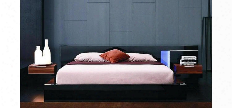 Vgwcalaska-blkek Modrest Alaska Night Eastern King Size Bed With 2 Nightstands Included And Built-in Led Lights In