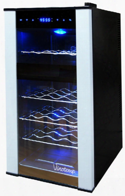 Vt-18pted-2z Eco Series 18-bottle Dual-zone Thermoelectroc Wine Cooler With Dual Pane Glass Door Blue Interior Led Lighting And Stainless Pvc