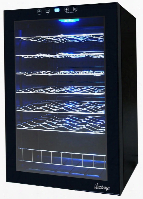 Vt-48 Ts Butler Series 48-bottle Free Standing Touch Screen Wine Cooler With 6 Sturdy Wire Racks Touch Screen Control Panel And Blue Led