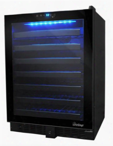 Vt-54ts 24" Touch Screen Wine Cooler With 54 Bottle Capacity Seamless Glass Door Me Tal Shelves Digital Control Panel Blue Led Interior Light And Security