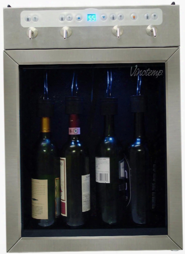 Vtwinedisp4ss Four Bottle Wine Dispenser With Digital Led Temperature Display And Stainless Steel