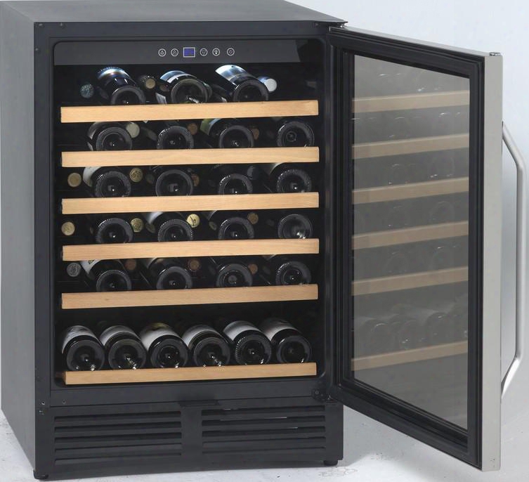 Wcr506ss 24" 50 Bottle Undercounter Wine Chiller With 6 Roll-out Shelves Led Lighting And Reversible Glass Door With Stainless Steel