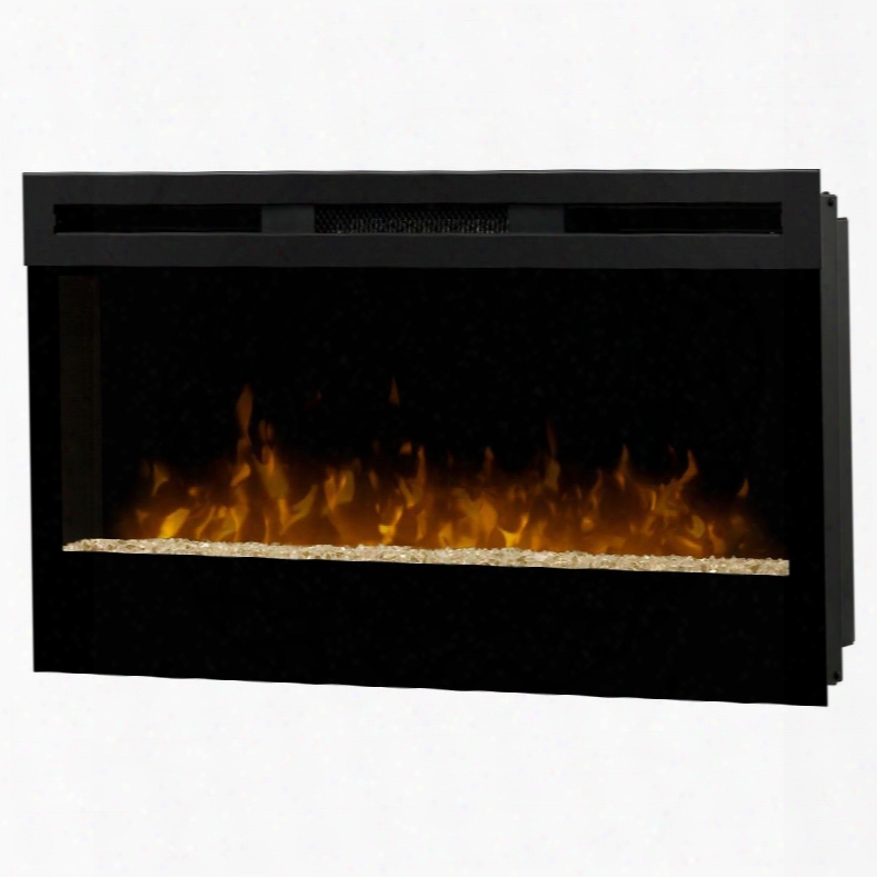 Wickson Series Blf34 34" Wall Mount Electric Fireplace With Led Flame Technology Glass Ember Bed And Supplemental Heat In