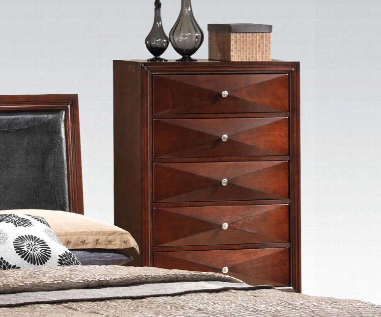Windsor Collection 21926 31" Chest With 5 Drawers Center Metal Drawer Glides Beveled Drawer Fronts Tropical Wood And Chipboard Materials In Merlot