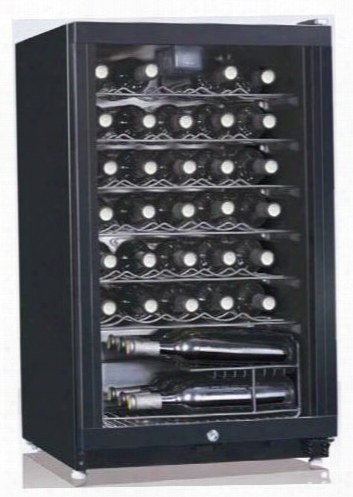 Wr14435 3.9 Cu. Ft. Wine Cooler With Adjustable Thermostat Safety See-through Door And Lock Interior Lighting Slide-out Chromed/wooden Shelf And Optimum