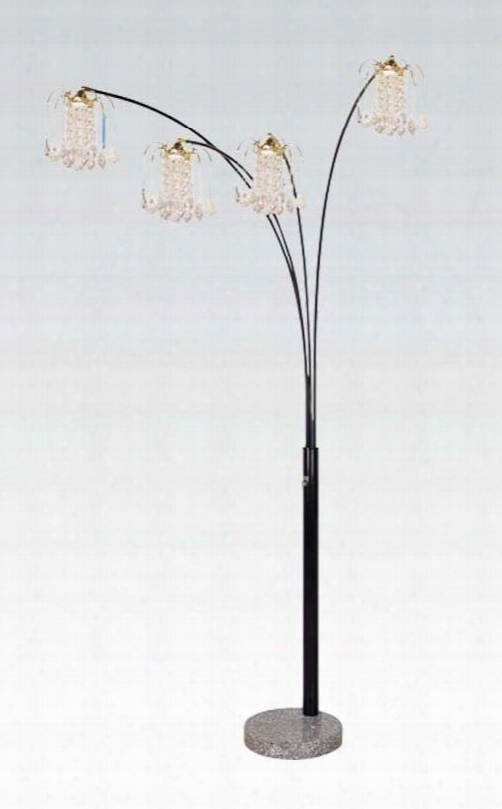 03678bk Lamp Floo R Lamp - Shade & Stand Black Metal And Crystalline