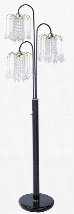 03725bk Chandelier Floor Lamp Black Metal And Crystalline