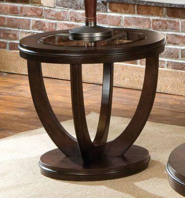 23762 La Jolla Round End Table With Removeable Beveled Glass Top And Solid Wood Construction In