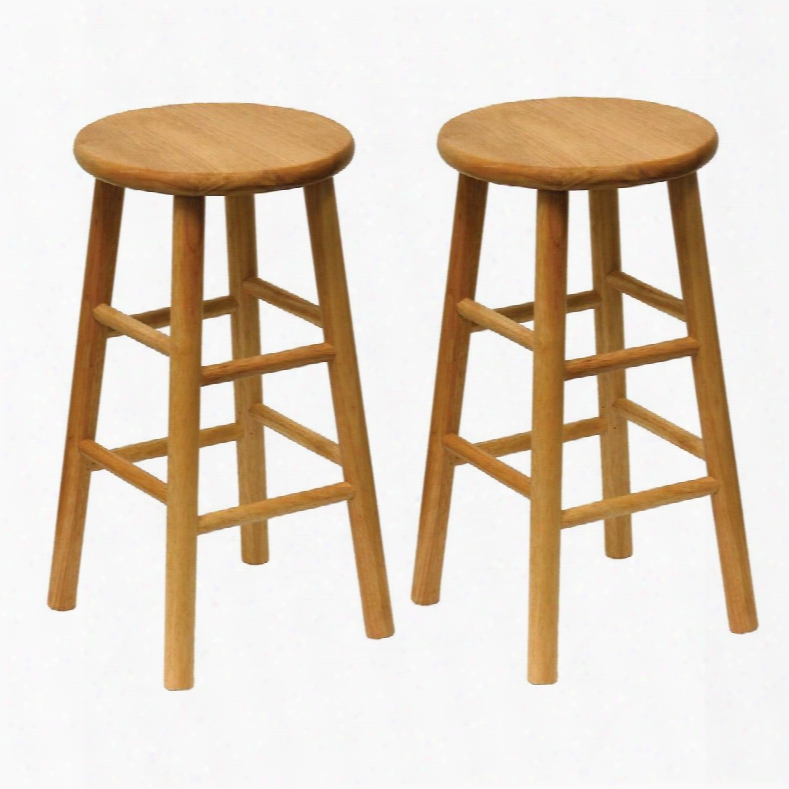 81784 Set Of 2 Beveled Seat 24inch Stool Assembled In Natural