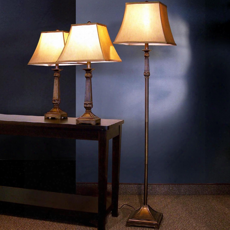 901160 3 Pieces Lamps Set In Dark Bronze (1 Floor And 2 Table Lapms) By Coaster