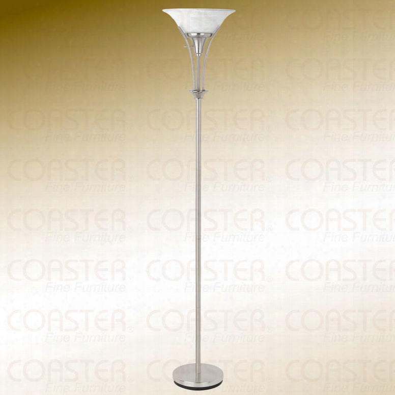 901193 Brushed Steeo Floor Lamp With Frosted Glass Shade By Coaster