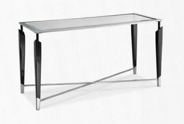 9 10-031 Hollywood Sofa Table With Chrome Plated Frame Beveled Glass Top Gloss Black Legs Acpped And A Metal Cros
