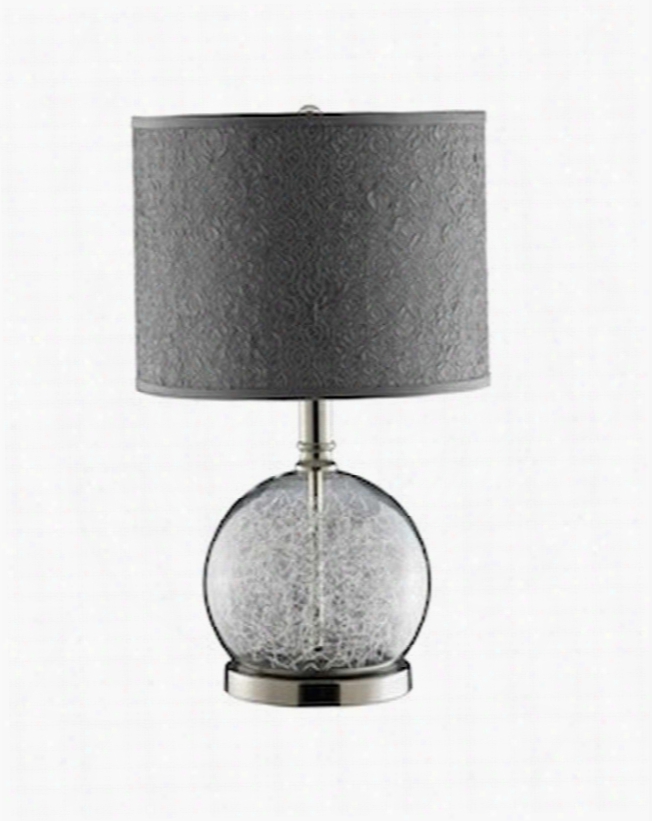 94732 Filament Glass Globe Table Lamp With Grey Crinkle Fabric Hardback Door
