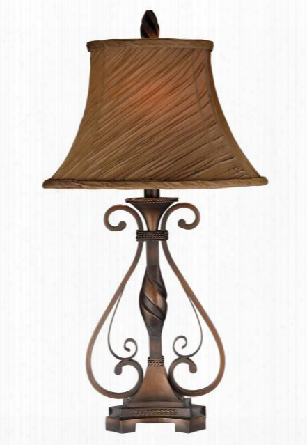 96686 Arista Copper Scroll Table Lamp With Fabric