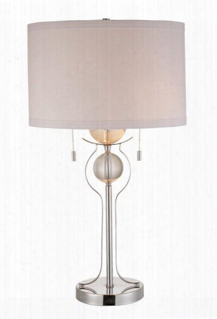 96759 Symmetry Polished Chrome Table Lamp With Ivory Drum