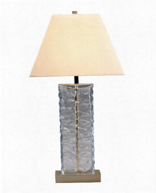 97315 Astoria Mottled Glass And Brushed Steel Table Lamp With Textured Cream