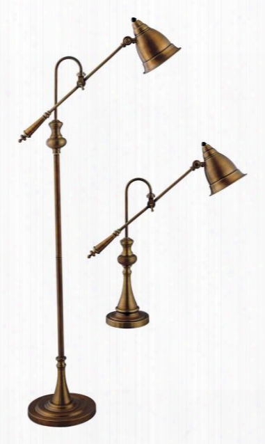 97623 Watson Desk And Floor Lamp In Restored Brass With Metal