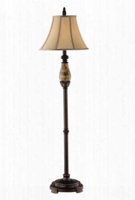 97834 Italian Calico Marble Floor Lamp With Taupe Faux Silk