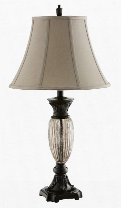 98305 Tempe Accent Lighting Traditional Ribbed Crackle Glass Table Lamp With Natural Bell