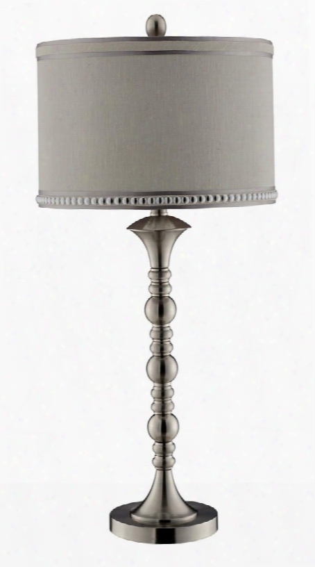 98345 Babcock Slender Beaded Metal Table Lamp With With Round Fabric