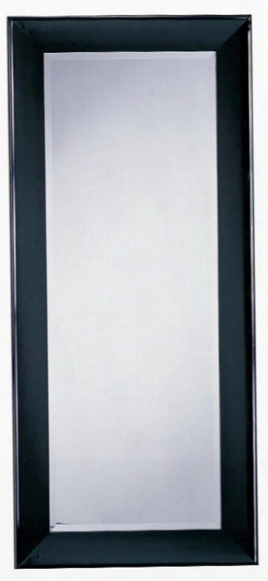 Accent Mirrors 8645 33" X 75" Floor Mirror With Beveled Edge Straight Lines And Wooden Frame In Cappuccino