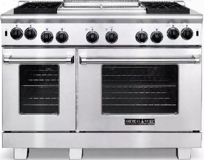 Arr-4842gd-l 48" Heritage Series Liquid Propane Range With 4.4 Cu. Ft. 30" Oven Capacity 2.4 Cu. Ft. 18" Oven Capacity 22" Griddle 4 Sealed Burners And