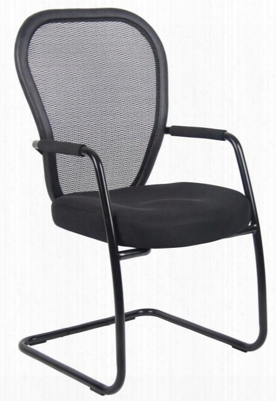 B6609-bk 40" Guest Chair With Black Cantilever Sled Base Upholstered Back And Seat In Mesh Fabric In