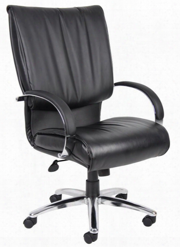 B9701c 44" High Back Executive Chair With Chrome Base And Arms Loop Arms Dacron Filled Cushions Seat Height Adjustment And Hooded Double Wheel Casters In