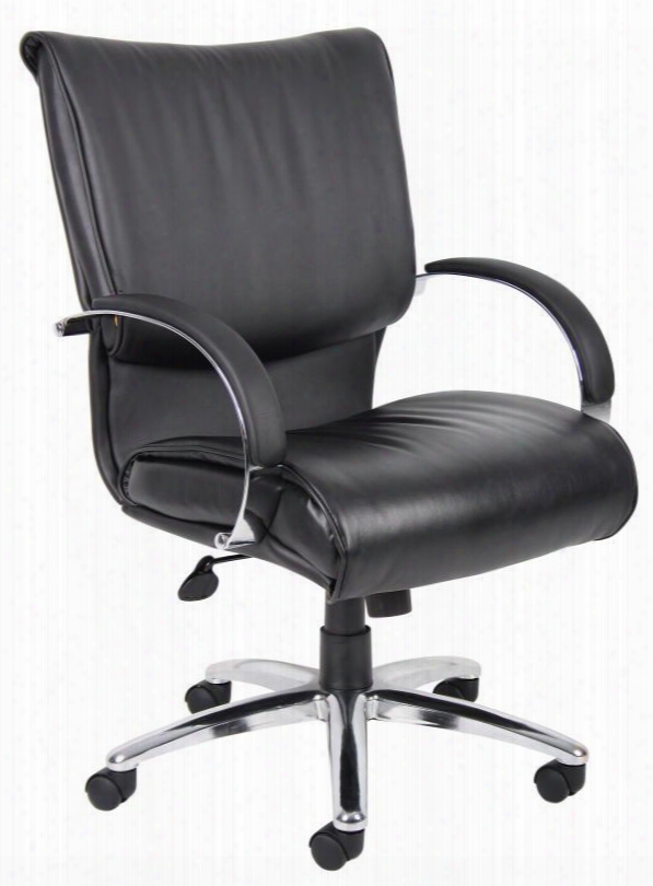 B9707c 39" Mid Back Executive Chair With Chrome Base And Arms Knee Tilt Dacron Filled Cushions Adjustable Tilt-tensioncontrol Seat Hieght Adjustment And