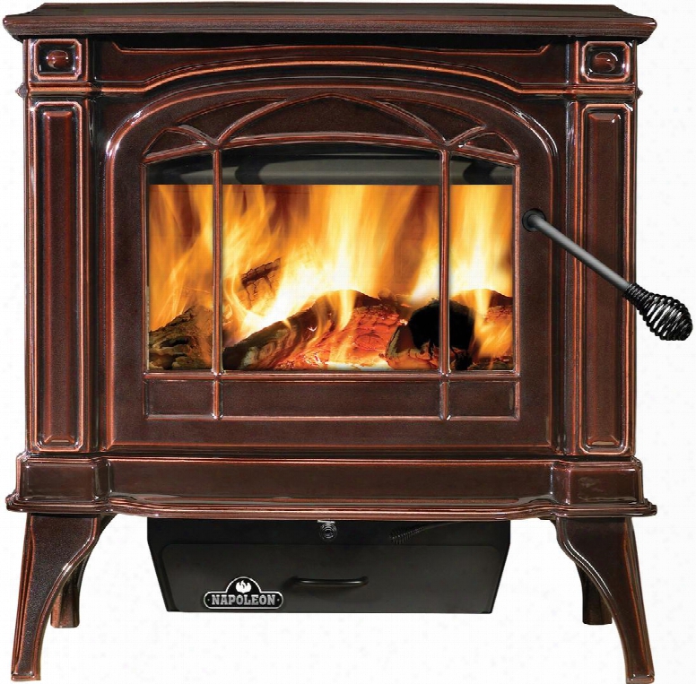 Banff Series 1400cn 28" Natural Vent Wood Burning Stove With Ash Pan Conc Ealed Hinges Refractory Lined Firebox And Heat Radiant Ceramic Glass In Porcelain