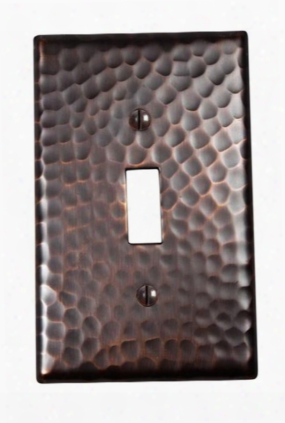 Cf120an Solid Hammered Copper Single Switch Plate In Antique Copper