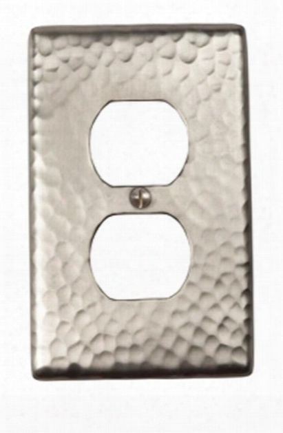 Cf122sn Solid Hammered Copper Single Duplex Receptacle Plate In Satin Nickel