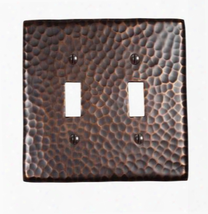 Cf123an Solid Hammered Copper Double Switch Plate In Antique Copper