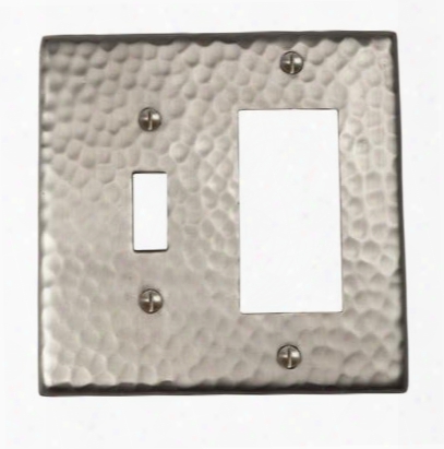 Cf125sn Solid Hammered Cpper Single Switch And Gfci Combination Plate In Satin Nickel