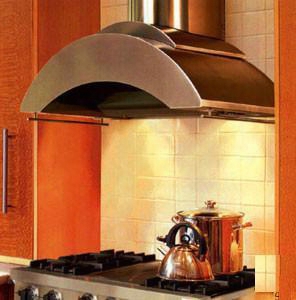 Contemporary Series Zth-248 Ss 48" Chimney Style Wall Mount Range Hood With 600 Cfm Internal Blower Halogen Lighting Glass Accents Rail Magic Lung