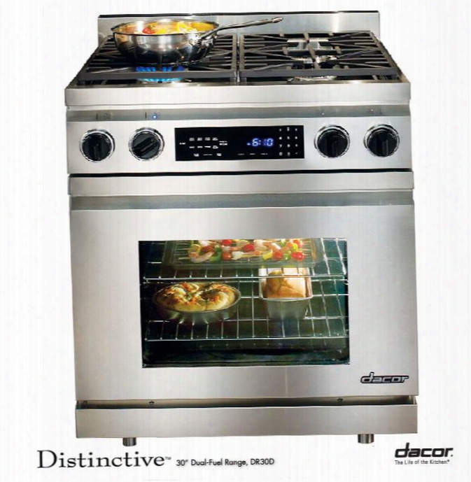 Distinctive Dr30dng 30" Freestanding Dual  Fuel R Ange With Natural Gas 3. 9cu. Ft. Convection Oven 4 Sealed/simmer Burners Meat Probe And Touch Controls: