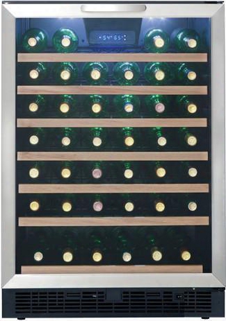 Dwc508bls Designer 24" Built-in Wine Cooler Wiht 50-bottle Capacity 6-1/2 Sliding Wire Wine Racks Beachwood Face Led Thermostat Interior Led And Reversible