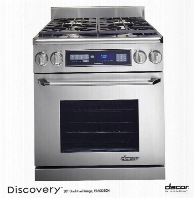 Er30dschlph Discovery 30" Freestanding Dual Fuel Range With Liquid Propane High Altitude 4 Sealed Burners 3.9 Cu. Ft. Self-cleaning Convection Oven Chrome