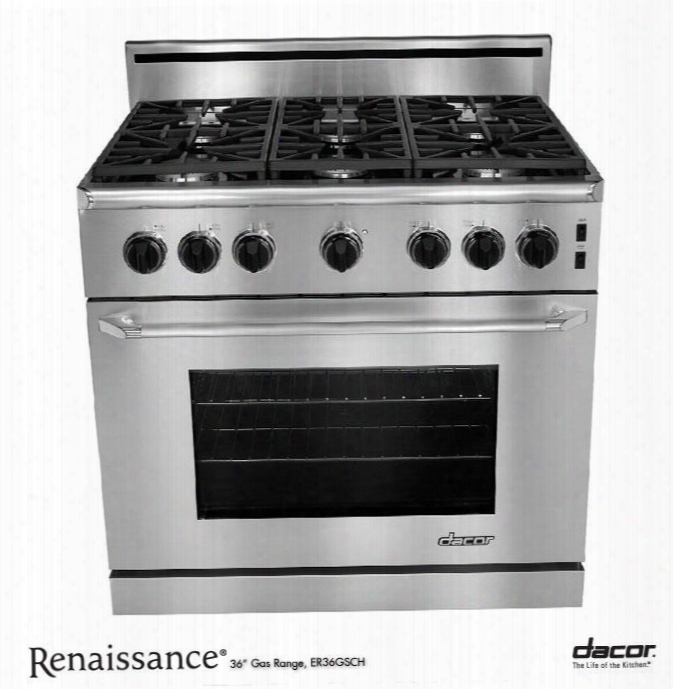 Er36gsch/ng/h Renaissance 36" Freestanding Range With Natural Gas High Altitude 5.4 Cu. Ft. Convection Oven 3 Racks Interior Halogen Lighting And Star-k