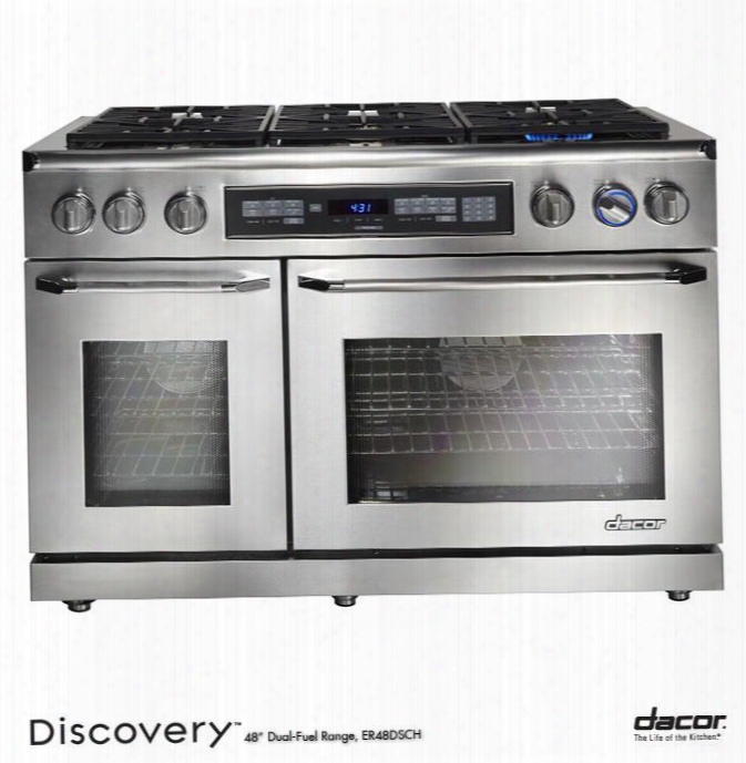 Er48dsch/lp 48" Freestanding Dual Fuel Range With Liquid Propane 6 Sealed Gas Burners 2.6/4.6 Cu. Ft. Self-cleaning Convection Ovens: Stainless Steel With