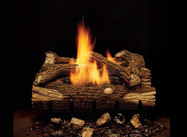 Eyf24-r 24" Mountain Oak 5-piece Refractory Multi-log Set With Vent-free Design Volcanic Rock Included And Detailed Log