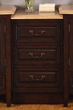 Hyp-0726-tl-m Evelyn 20" Drawer Bank With 3 Drawers Travertine Top Upon Led Lights In Brown