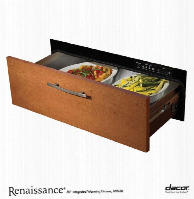 Iwd30 Renaisssance Integrated 30" Electric Warming Drawer With 500 Watt Heating Element 4 Timer Settings Plus Infinite Mode Blue Led Light Indicator And