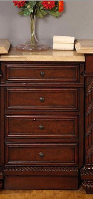 Jyp-0193-tl-m Victoria 21" Drawer Bank With 3 Drawers And Travertine Top With Led Lights In Brown