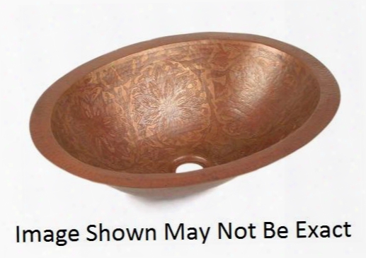 Lv1333l15ds10 Dvontz Baroque Oval Copper Sink With 1.5 Drain Hole & Round Rim For Lavatory In Dark Smoke - Rolled