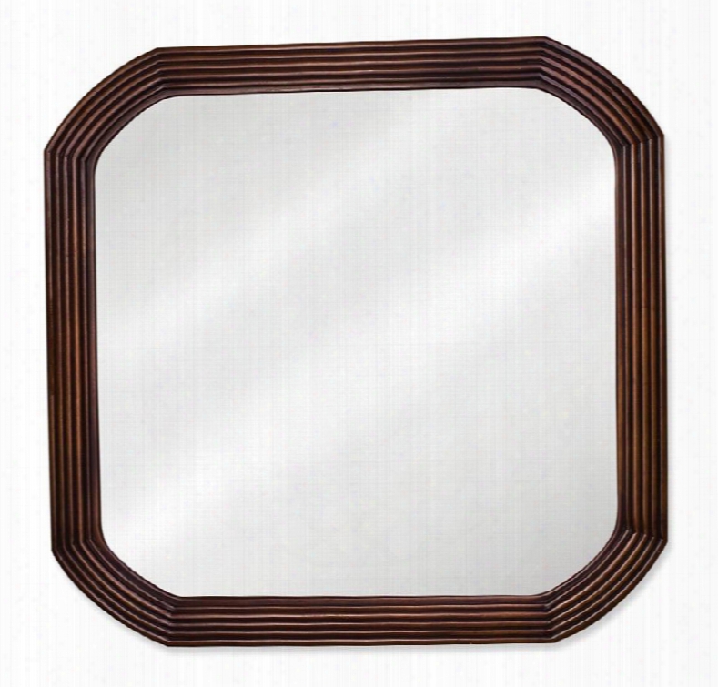 Mir025 26" X 26" Bath Elements Walnut Reed-frame Mirror Through  Beveled