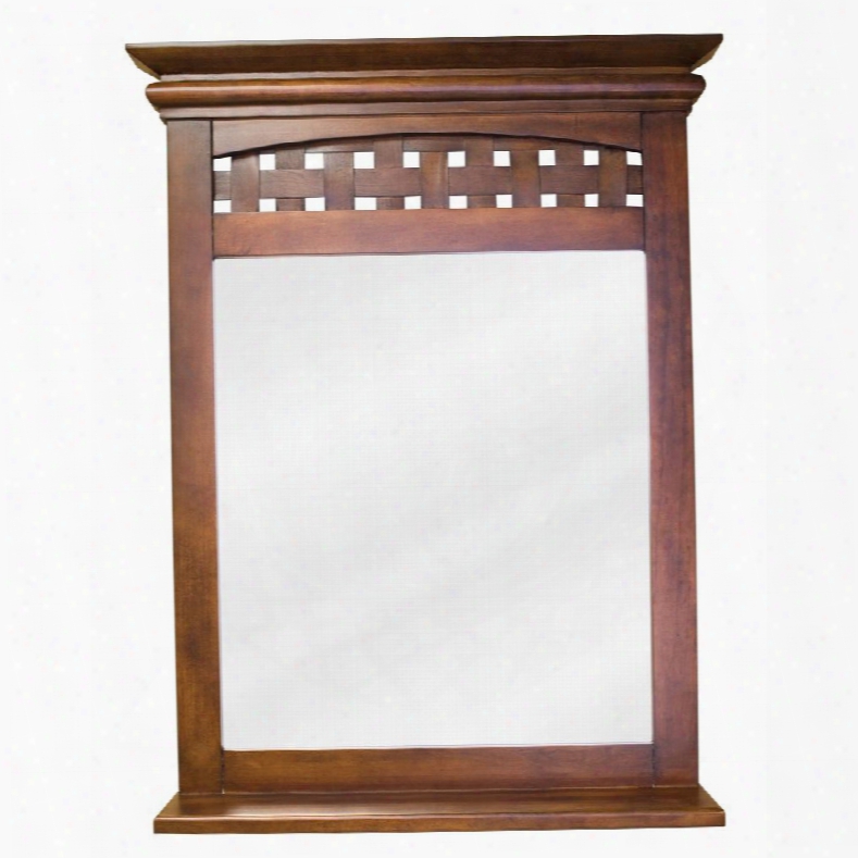 Mir055 Bath Elements 2" X 34-.2" Nutmeg Lyn Mirror With 3.5" Wide Shelf And Beveled