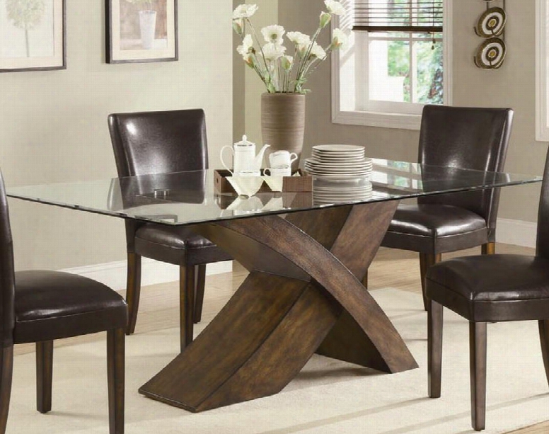 Nessa 103051 72" Large Scaled X Base Dining Table With Glass Top And Distressed Detailing In