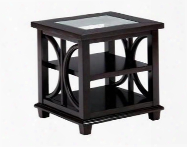 Panama Collection 966-3 24" End Table With 2 Shelves And Tempered Beveled Edge G1ass Insert In